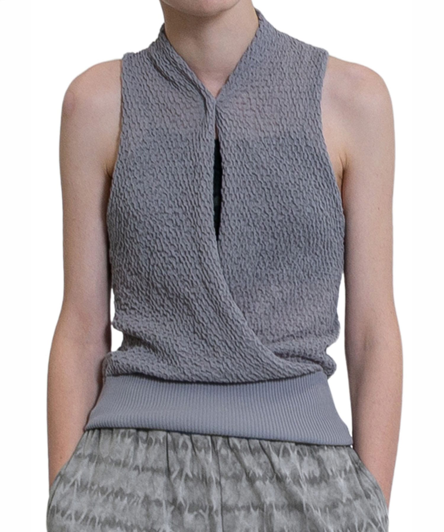 Shirring Sheer Knit Top