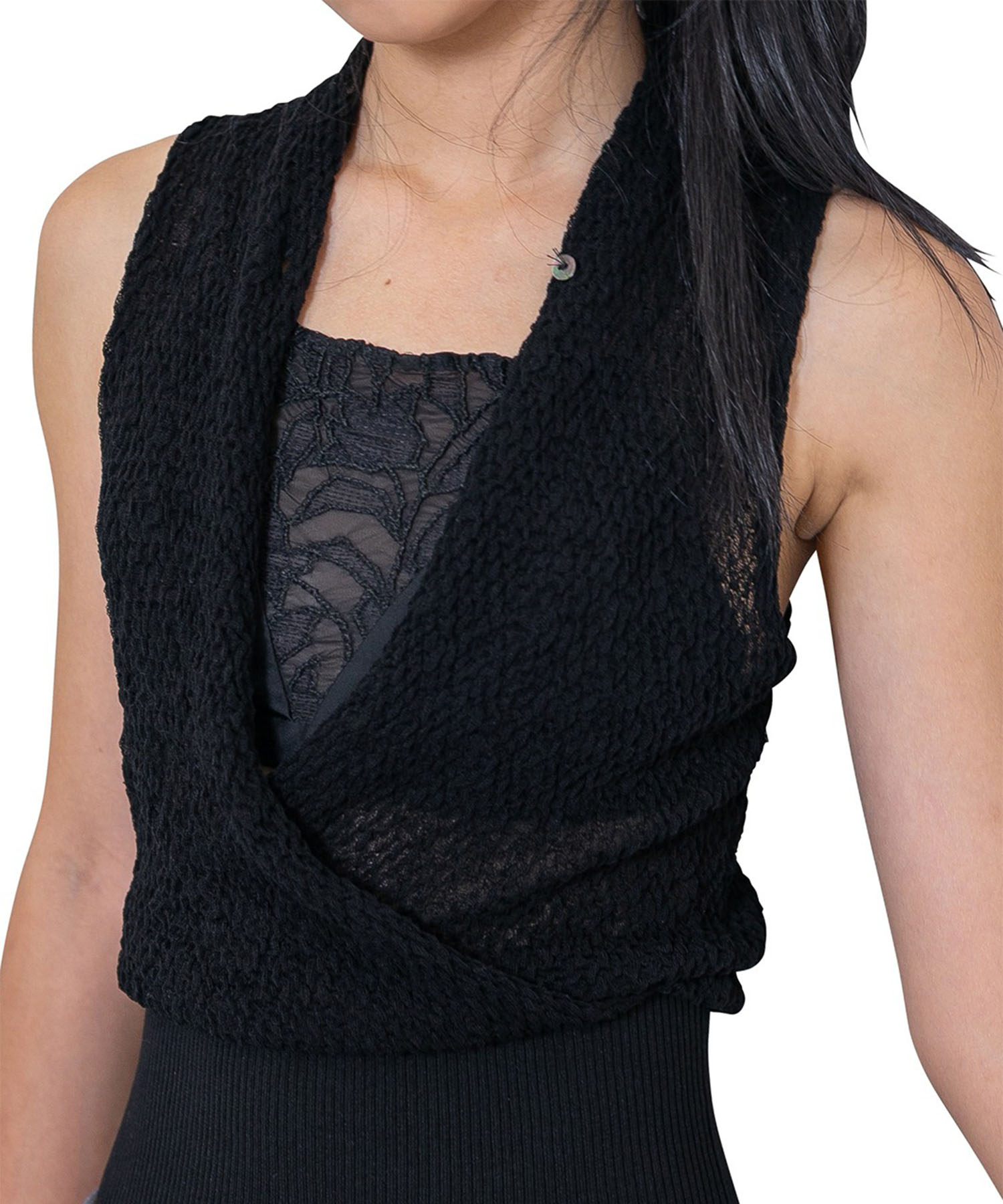 Shirring Sheer Knit Top