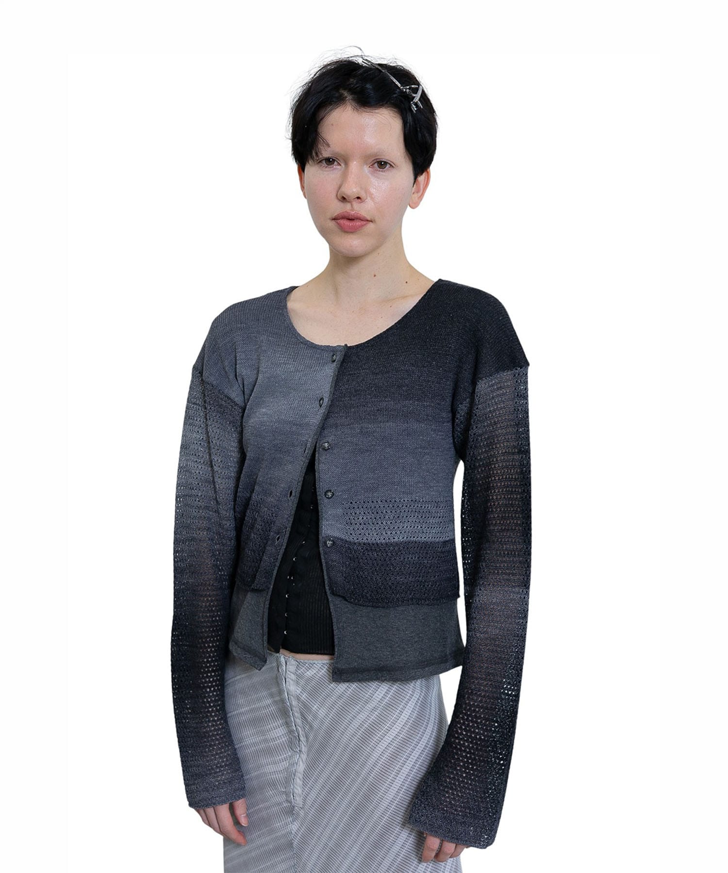 Double T-Layered Knit Cardigan