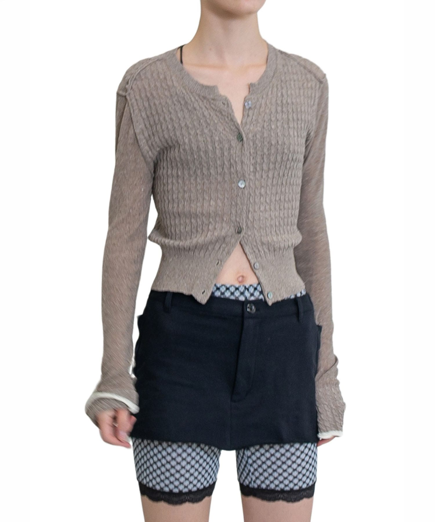 Silk Thin Cable Knit Cardigan