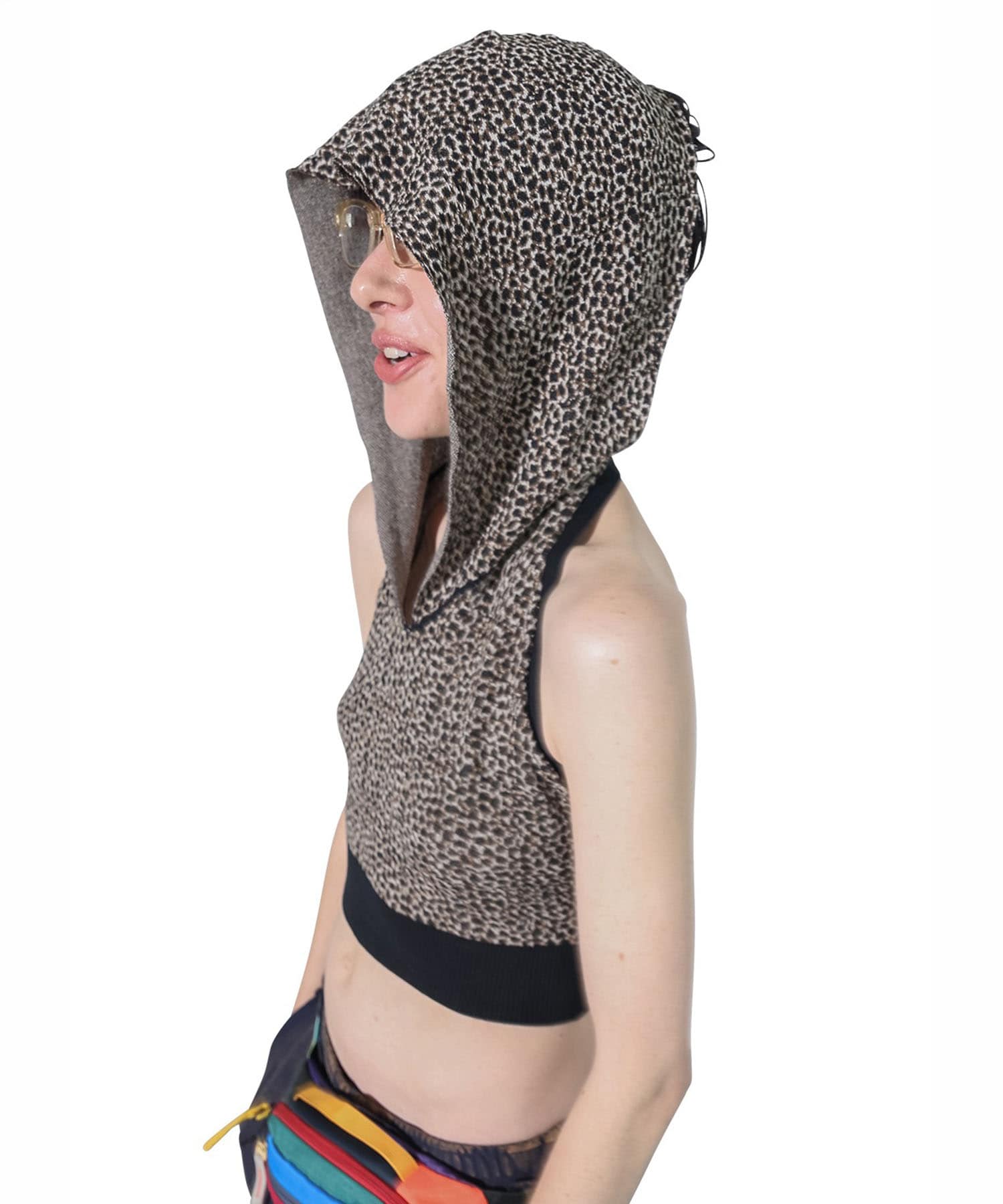 Cropped Hoodie Knit Top