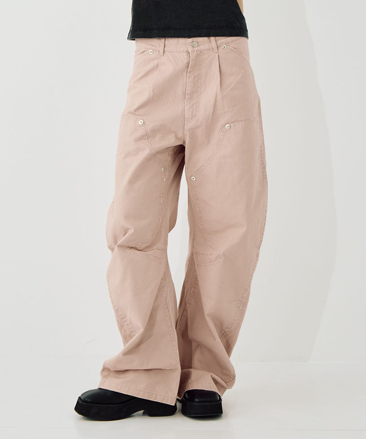 duck double knee curved leg pants