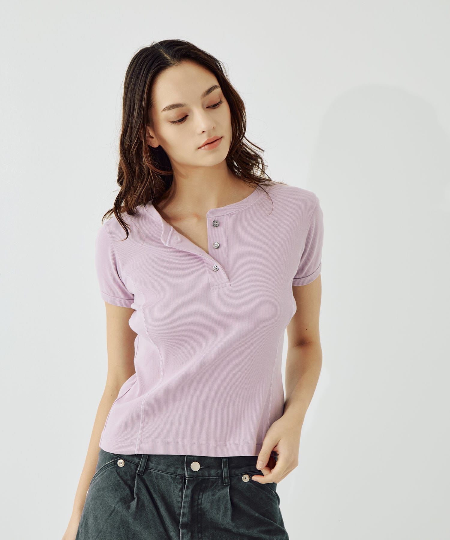 fitted rib henry short sleeve