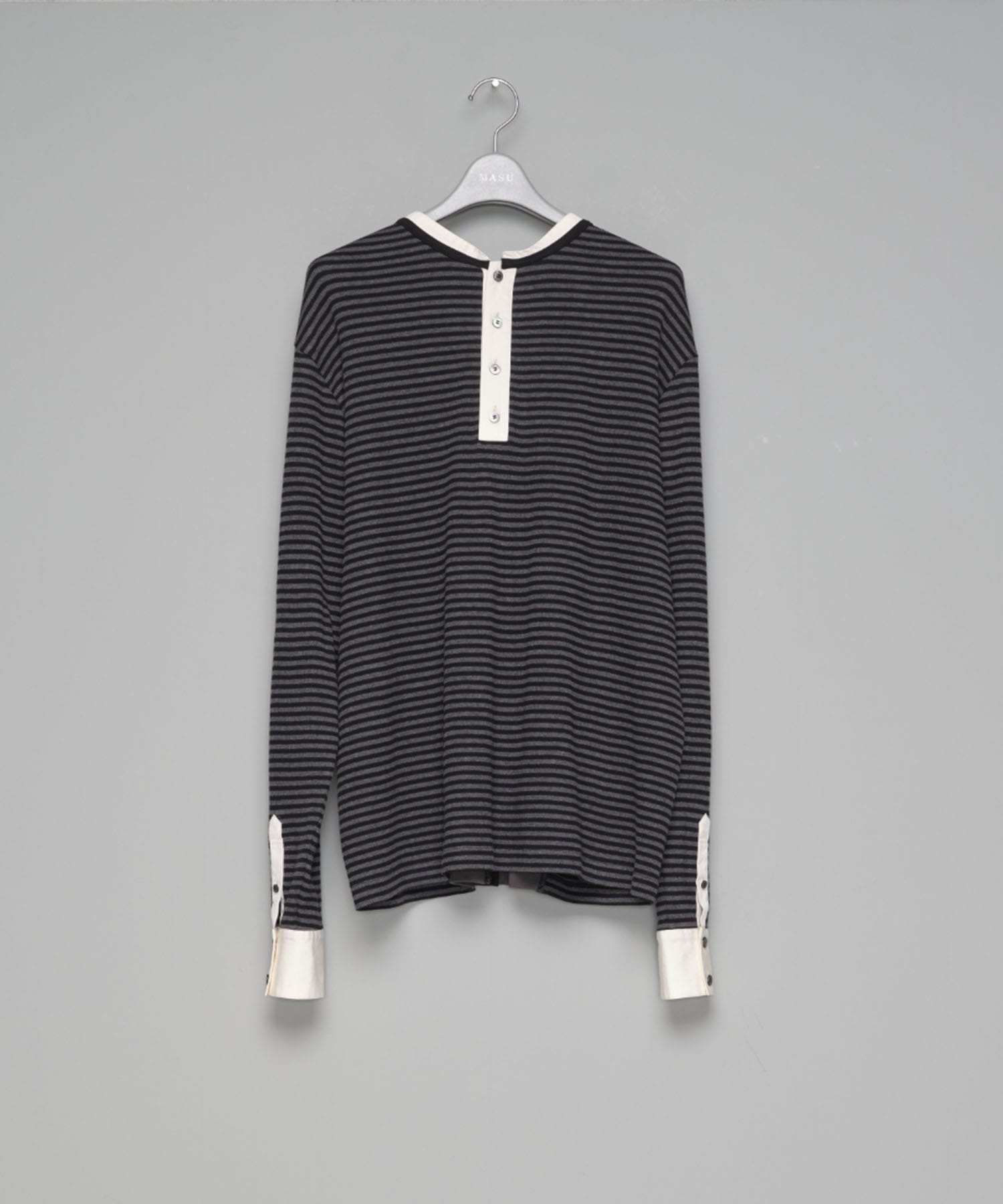 OPPOSITE WAFFLE STRIPE PULLOVER SHIRT