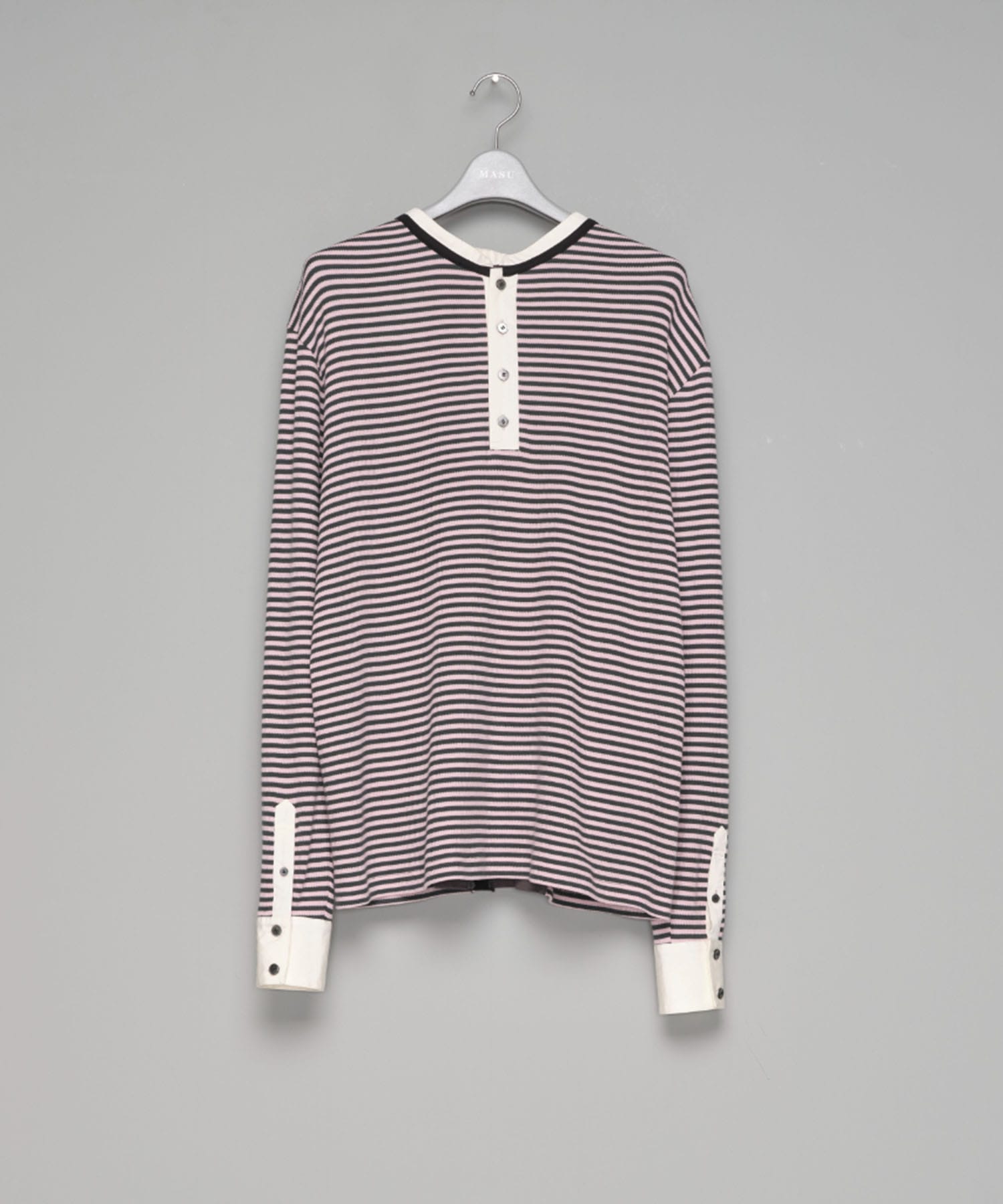 OPPOSITE WAFFLE STRIPE PULLOVER SHIRT