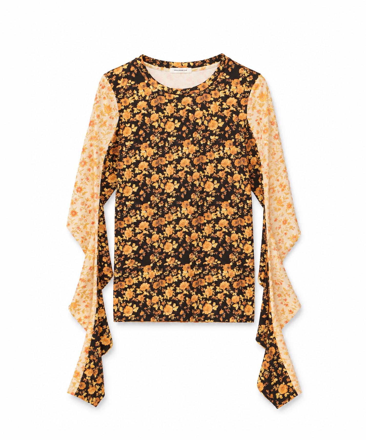 Curved Sleeve Flower Top