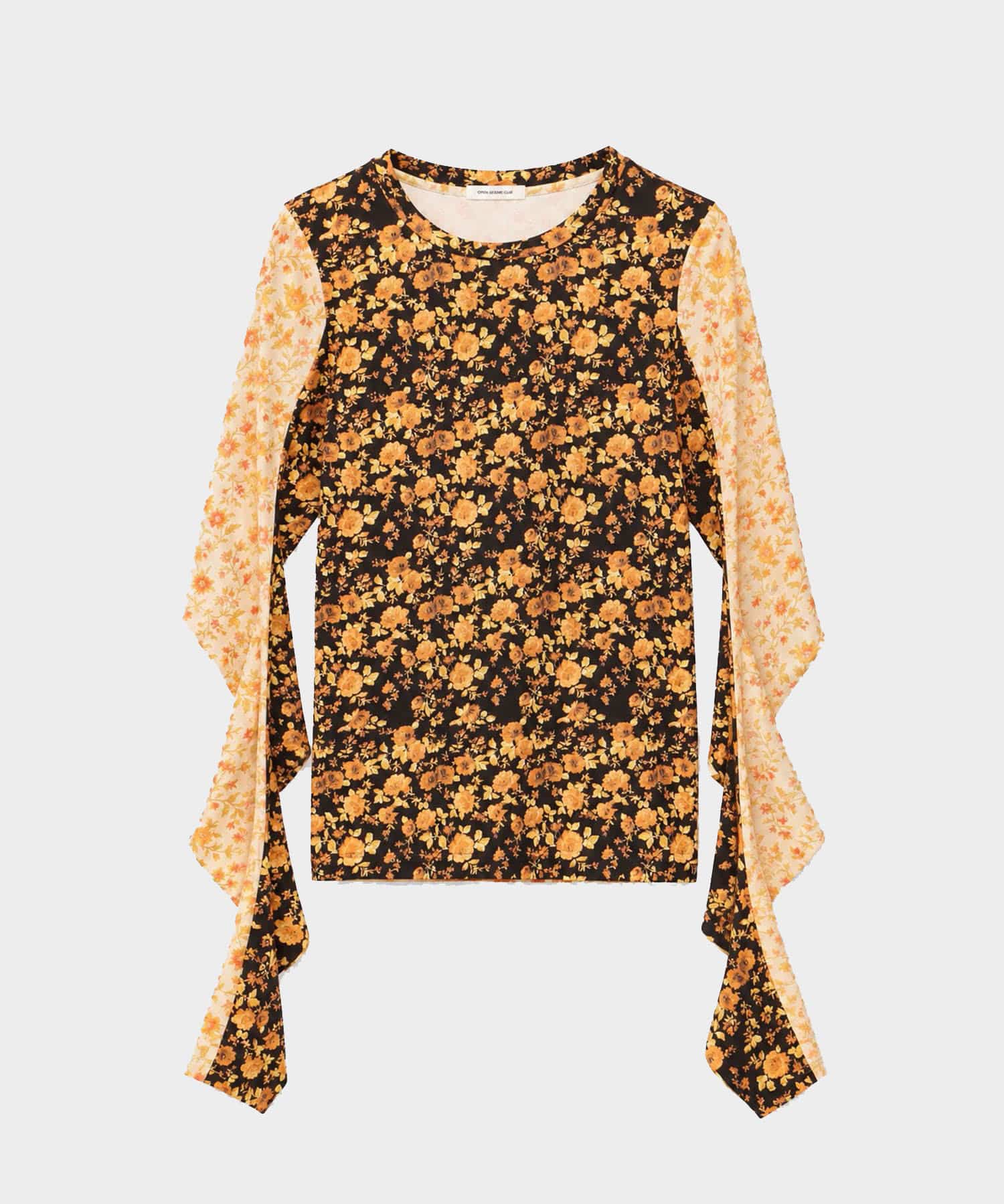 Curved Sleeve Flower Top