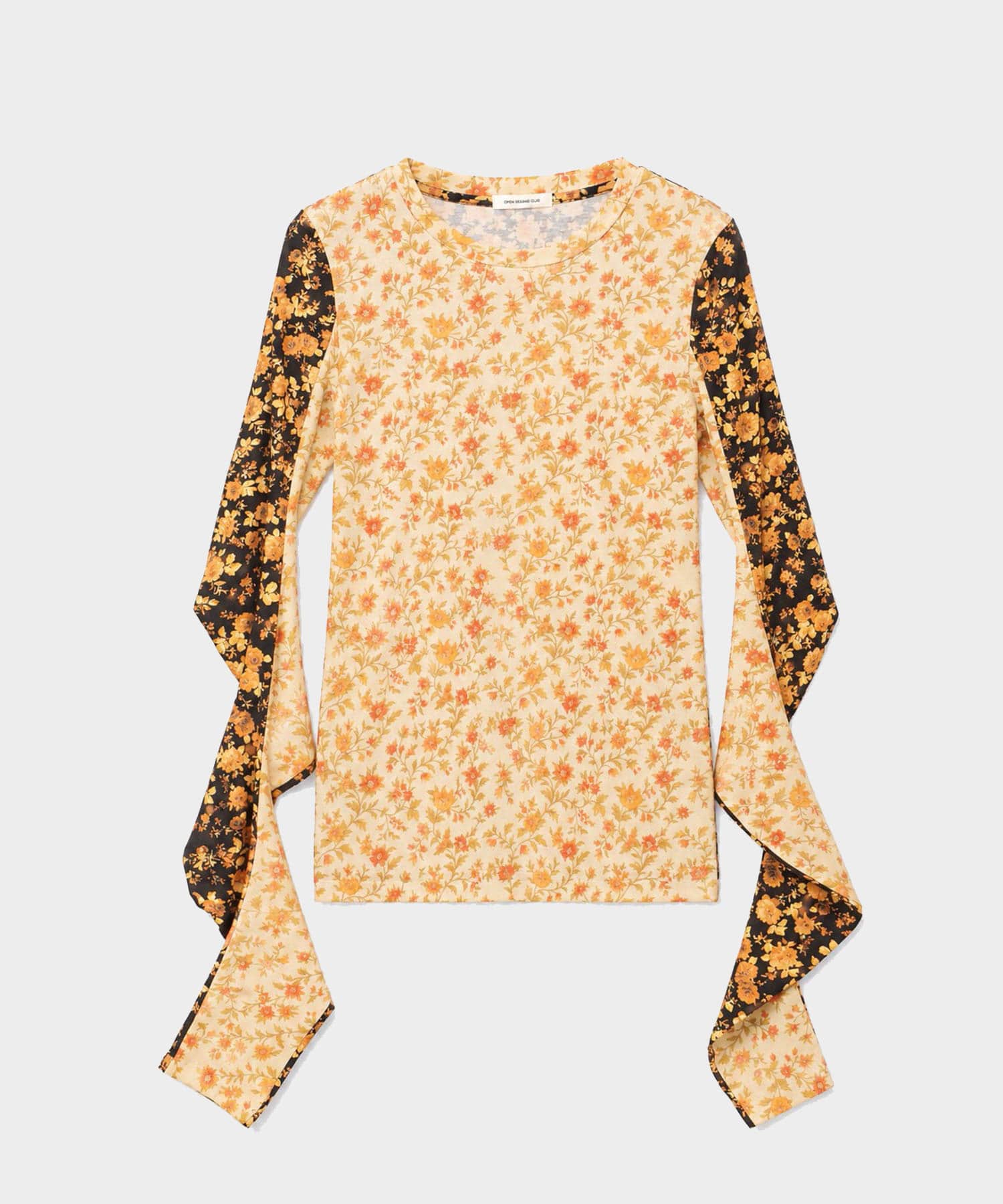 Curved Sleeve Flower Top