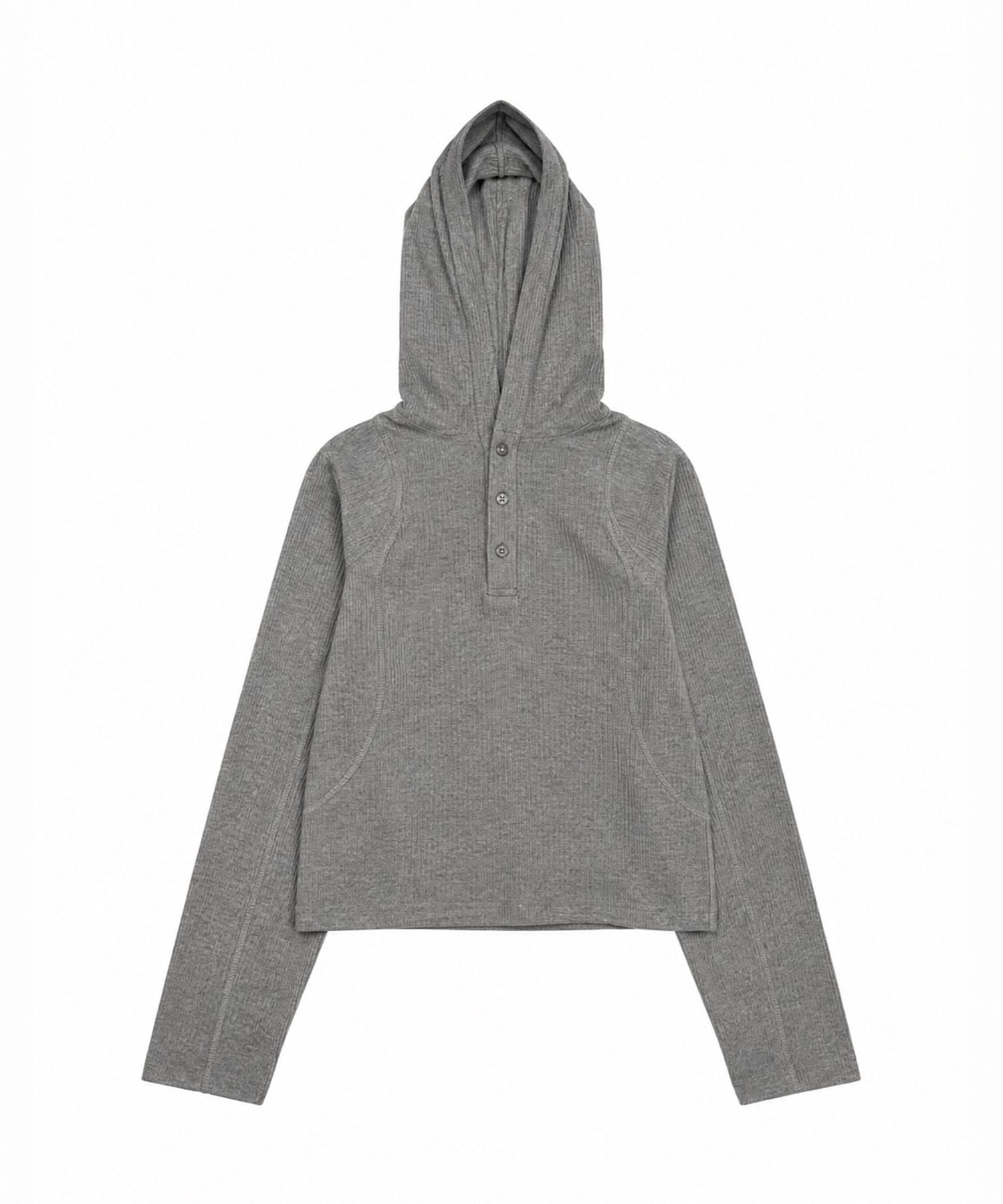 hooded rib long sleeve tee