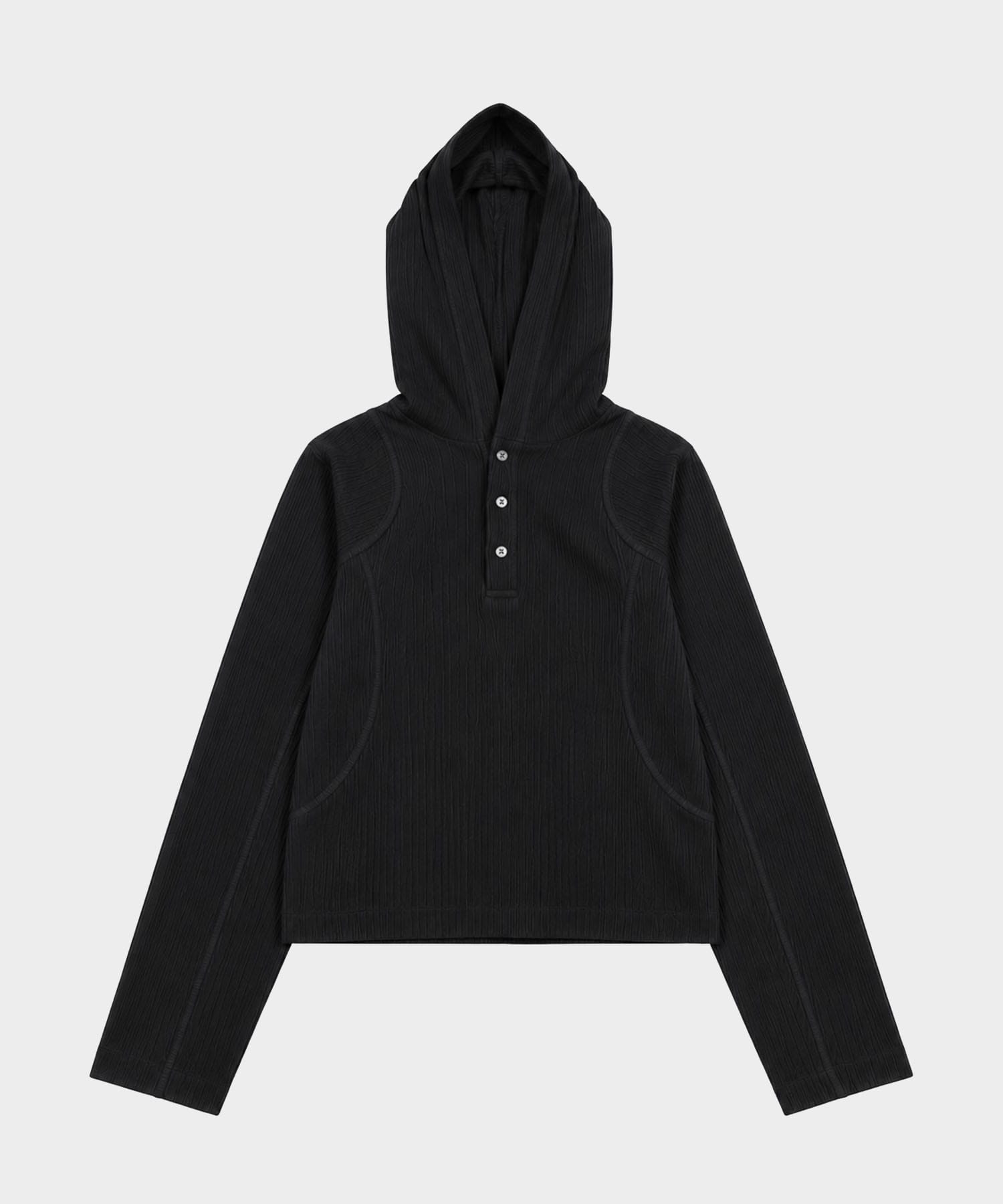 hooded rib long sleeve tee