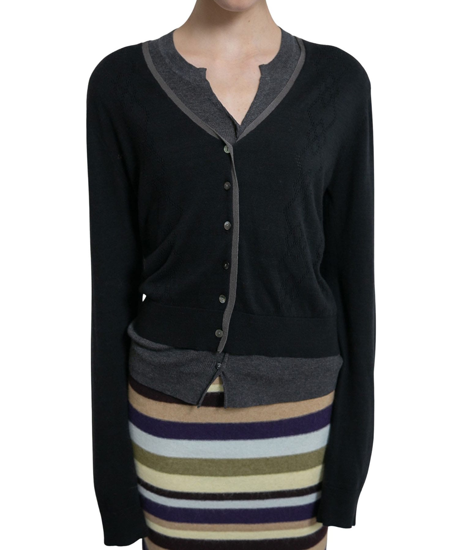 Eyelet Layerd Knit Long Sleeve Top