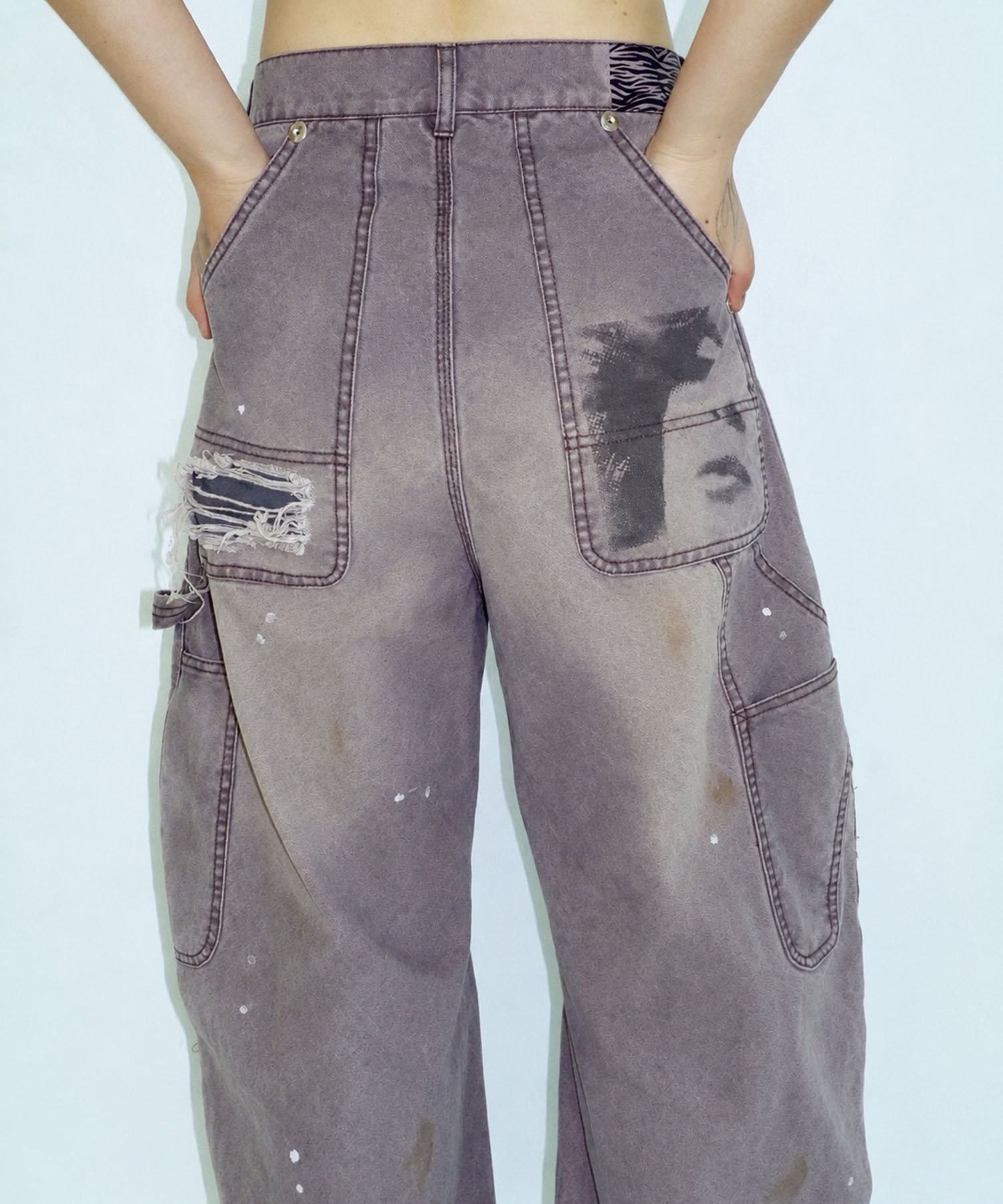 KOWGA×duck double knee curved pants