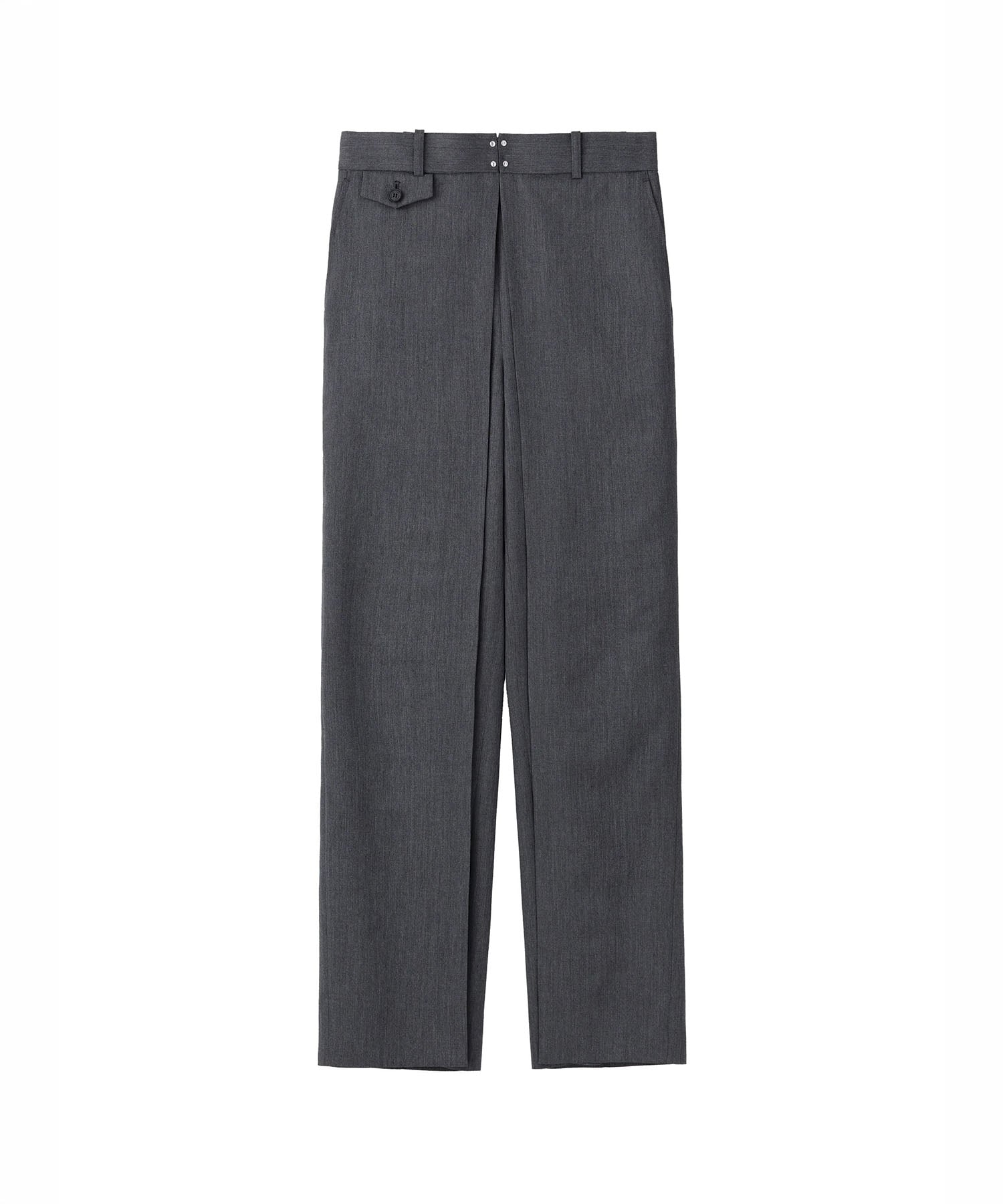 WOOL GABARDINE FOLDED WIDE TROUSERS