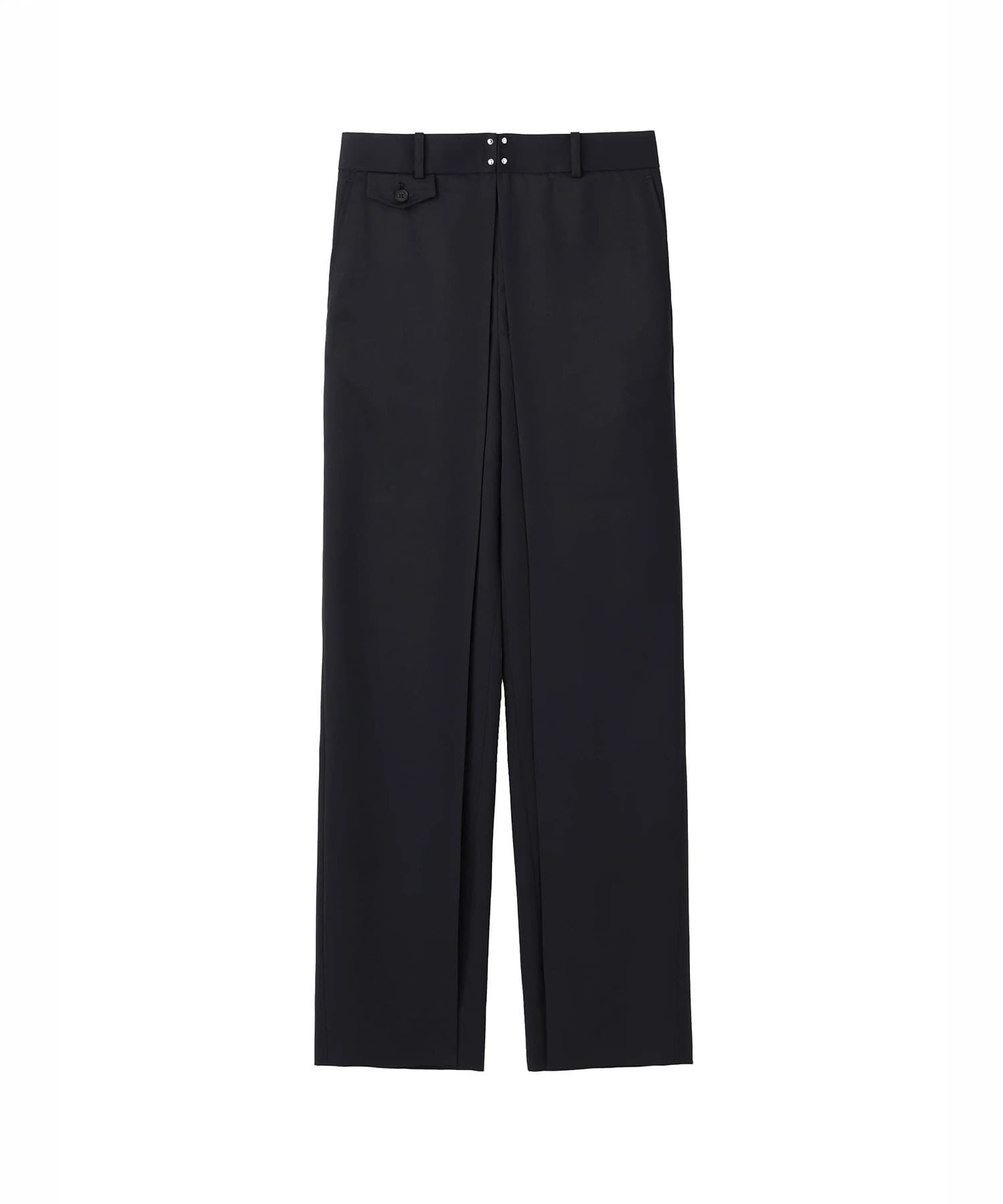 WOOL GABARDINE FOLDED WIDE TROUSERS