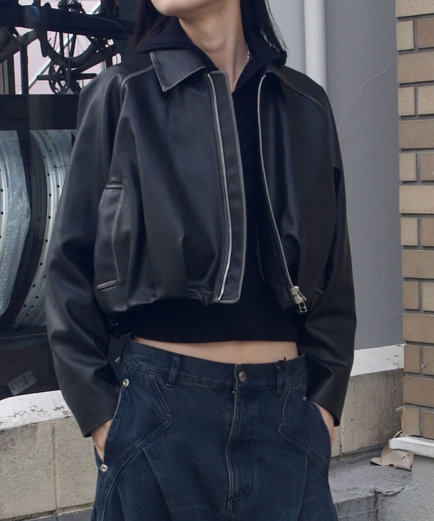 balloon blouson vintage faux leather