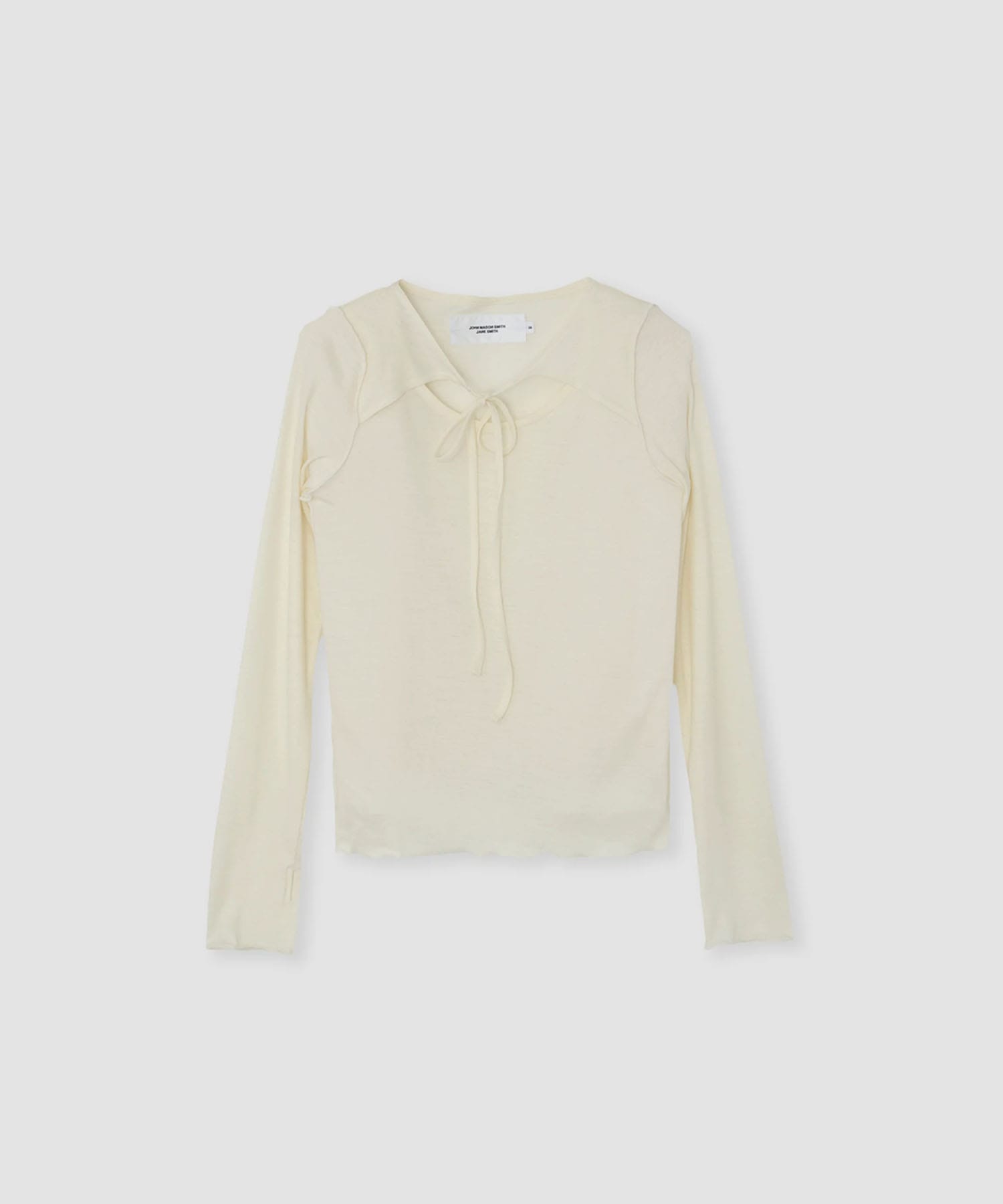 WOOL RIB FRONT STRING PULLOVER