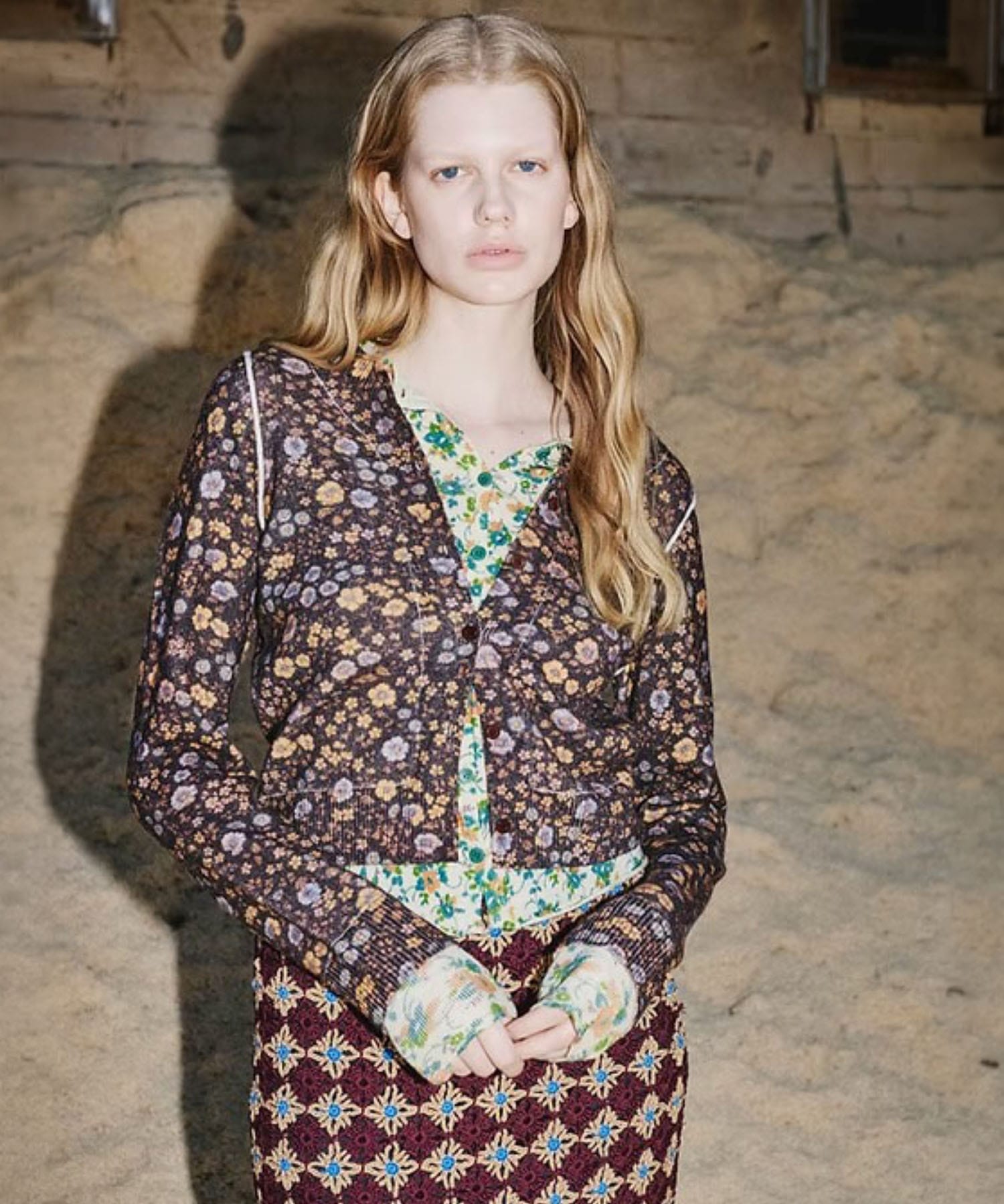 Layered  Pattern Cardigan