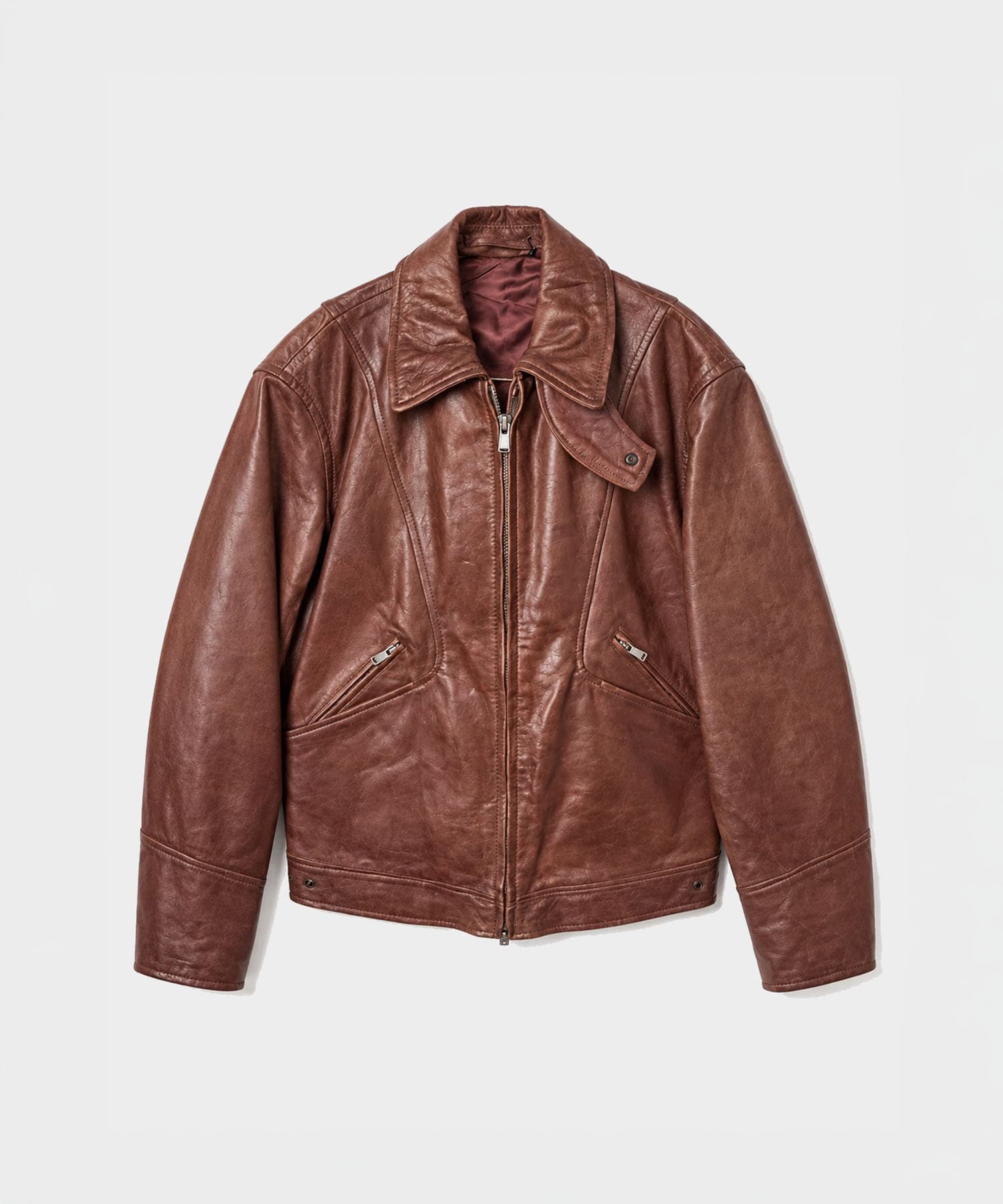 UNEVEN SHEEP LEATHER ZIP BLOUSON